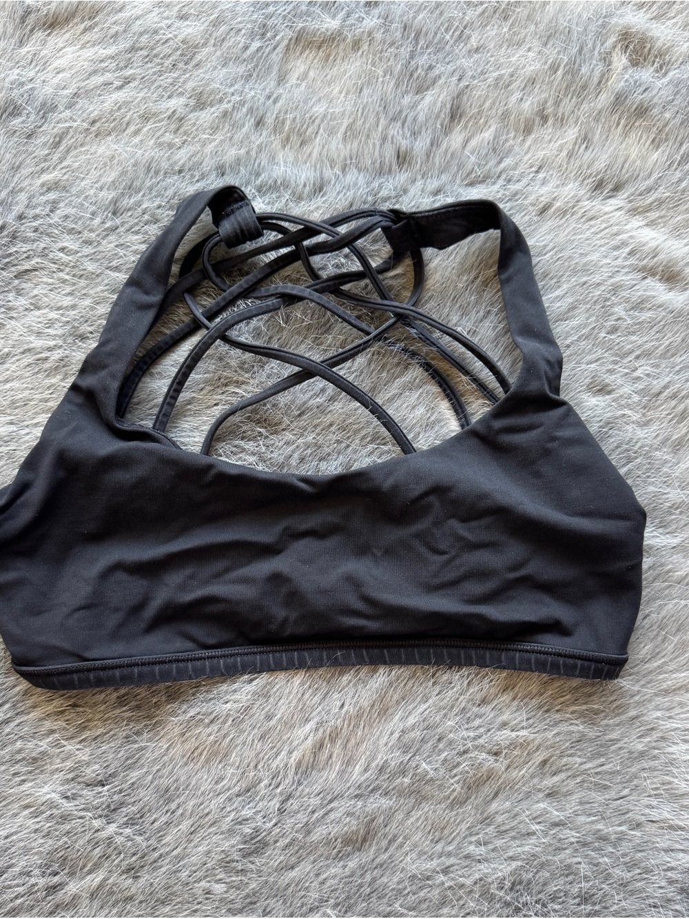 Lululemon black women's strappy bralette. Free to be Sports Bralette